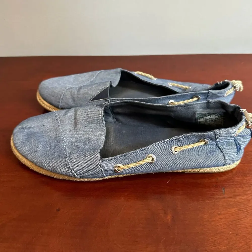 Nautica Slip On Solid Blue Rudder Espadrilles Shoes Summer 10 Coastal Beach